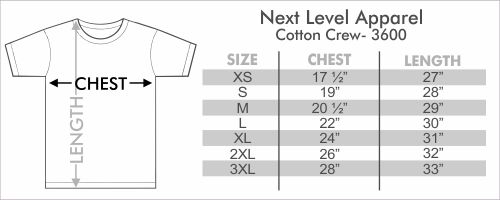 Next Level 3600 Size Chart Next Level T-Shirt Size Chart Next Level ...